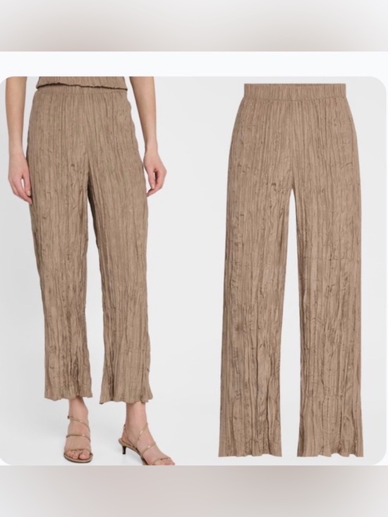 Eileen Fisher Pants - EILEEN FISHER Crushed 100% Silk Wide Leg Ankle Pants Size 2X Brown quite luxury